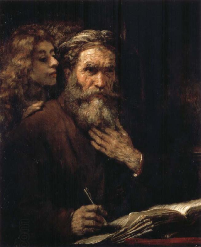 REMBRANDT Harmenszoon van Rijn The Evangelist Matthew Inspired by the Angel China oil painting art